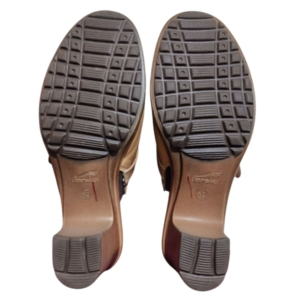 Dansko Leather Mule Clog Block Heel Slip-On Camel - Picture 13 of 13